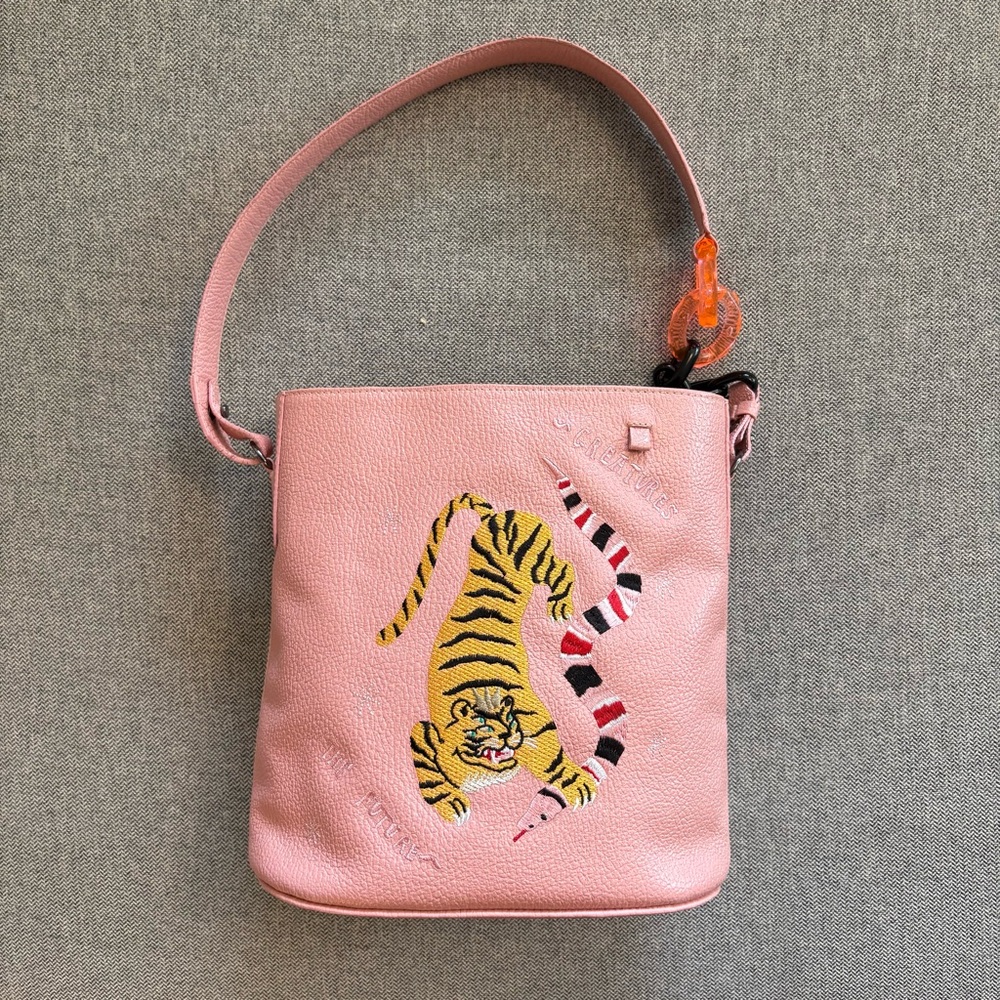 Min & Mon Creatures of the Future Pink Leather Shoulder Bag, EUC